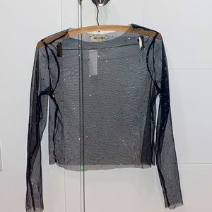 Bear Dance Sparkle Mesh Top